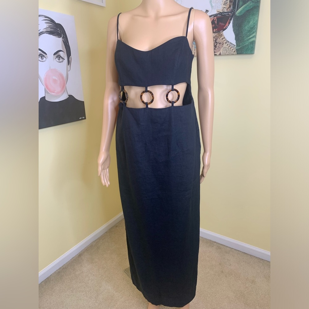 💫HP‼️💫 NWT Revolve RUMER 100% Linen “Bridget” Ring Maxi in Black, Size Large - Picture 14 of 17